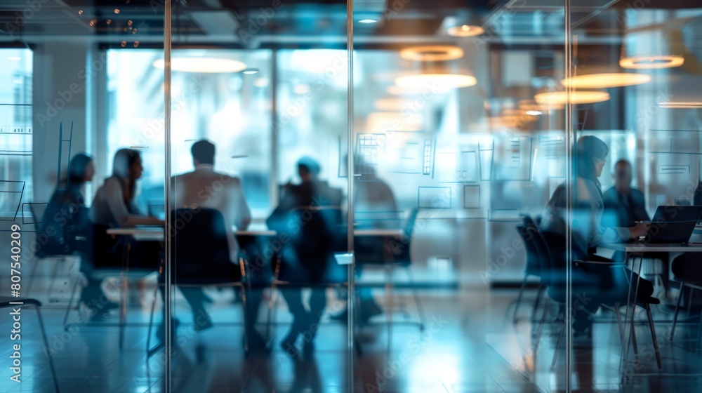 custom made wallpaper toronto digitalBlurred offices with people working behind glass walls