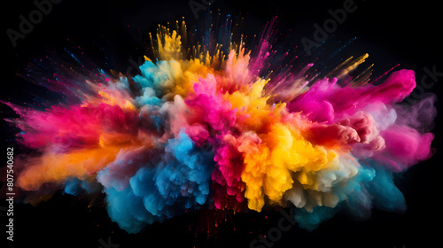 Colorful powder explosion