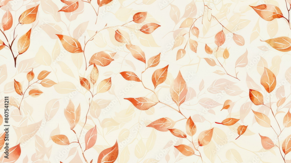 Seamless pattern. Warm neutral leaf pattern ideal for elegant wallpapers or textile designs. Seamless pattern. Warm neutral leaf pattern ideal for elegant wallpapers or textile designs.