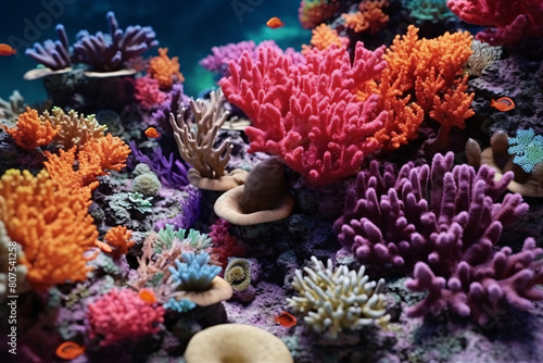 Colorful coral reef teeming with marine life in a tropical ocean © masud