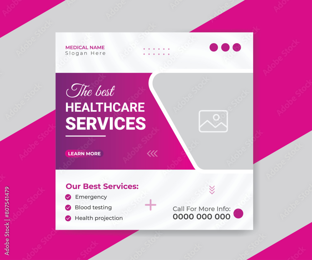 Medical and health care social media post template design. Editable square banner with high-quality background Medical and health care social media post template design. Editable square banner with high-quality background
