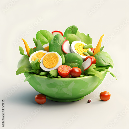 Digital technology 3d colorful cute salad icon