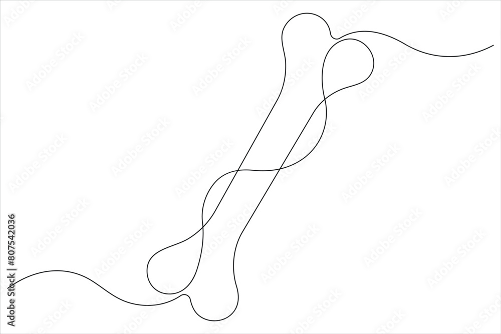 Obraz premium Vector illustration of dog bone continuous one line art drawing concept