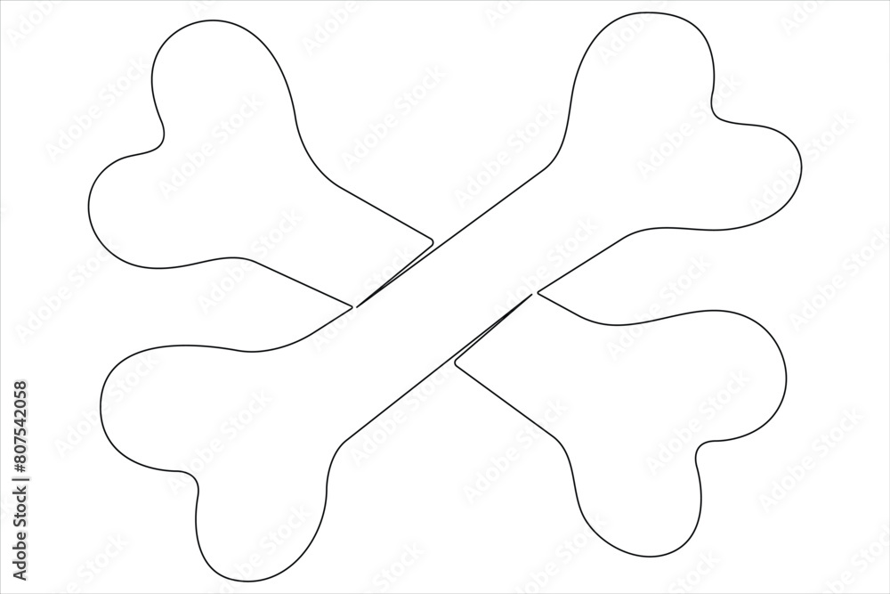 Vector illustration of dog bone continuous one line art drawing concept Vector illustration of dog bone continuous one line art drawing concept