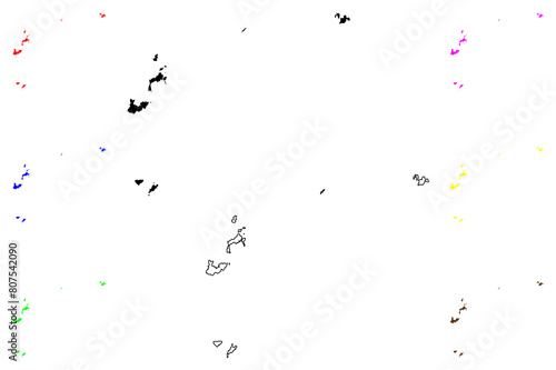 Lienchiang County (Administrative divisions of Taiwan, Republic of China, ROC, Counties) map vector illustration, scribble sketch Matsu Islands map..