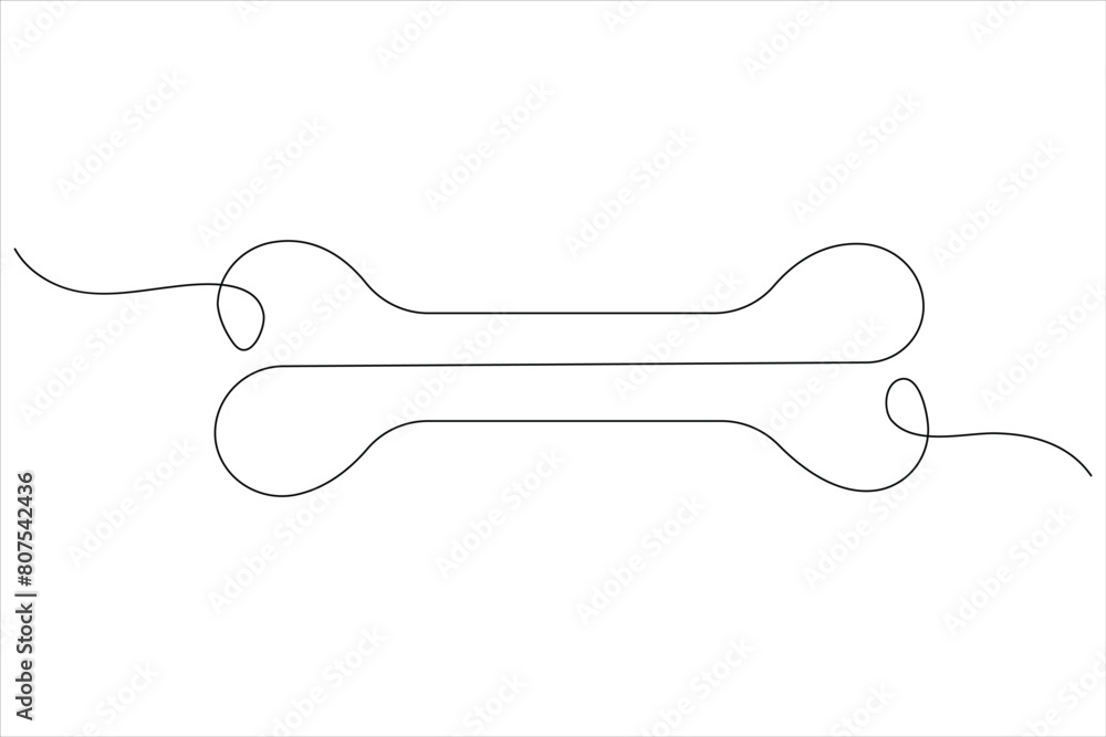 Vector illustration of dog bone continuous one line art drawing concept Vector illustration of dog bone continuous one line art drawing concept