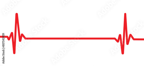 Cardiogram heartbeat heat pulse flat red line on white background. Vector illustration with editable stroke. eps 10