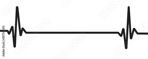 Cardiogram heartbeat heat pulse flat black line on white background. Vector illustration with editable stroke. eps 10