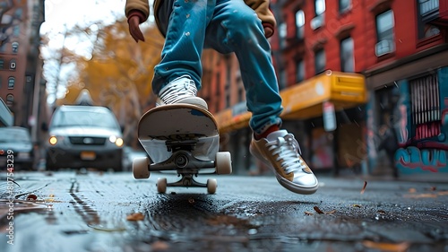  a boy playing skateboard,