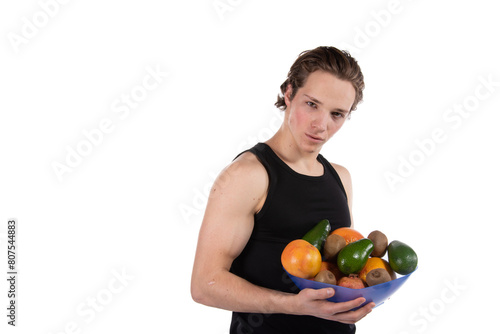 Sports and healthy lifestyle. Handsome young man posing on a white background.
