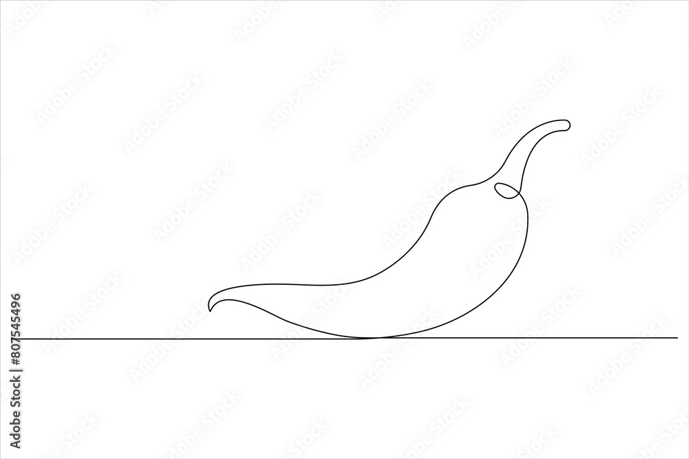 Hot spice chili pepper in continuous one line art drawing of style vector illustration Hot spice chili pepper in continuous one line art drawing of style vector illustration
