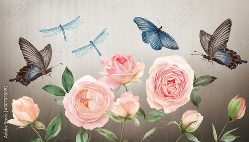 Whimsical Watercolor Roses  A Delicate Dance of Petals 
