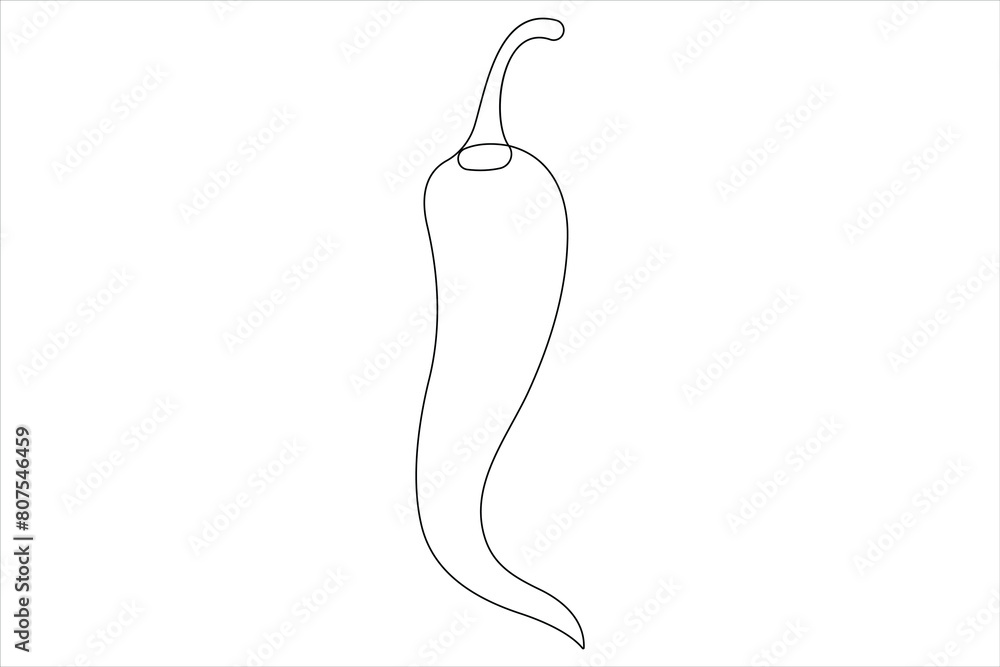 Hot spice chili pepper in continuous one line art drawing of style vector illustration Hot spice chili pepper in continuous one line art drawing of style vector illustration