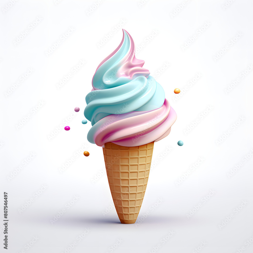 Digital technology 3d colorful cute ice cream icon