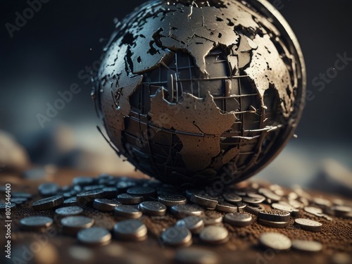 World globe with currency symbols