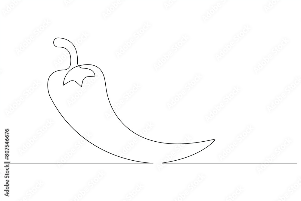 Obraz premium Hot spice chili pepper in continuous one line art drawing of style vector illustration