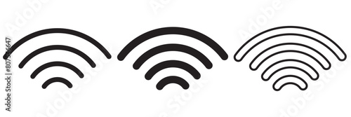 Radio tower icon set. Internet and mobile connection. Linear style. Signal set vector icons. Radio signals waves and light rays, radar, wifi, antenna and satellite signal symbols.