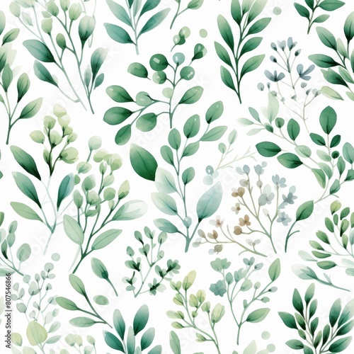 Green Leaf Print Cast on White Canvas