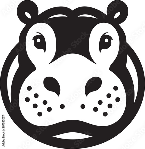 Hippopotamus cartoon head face vector illustration.