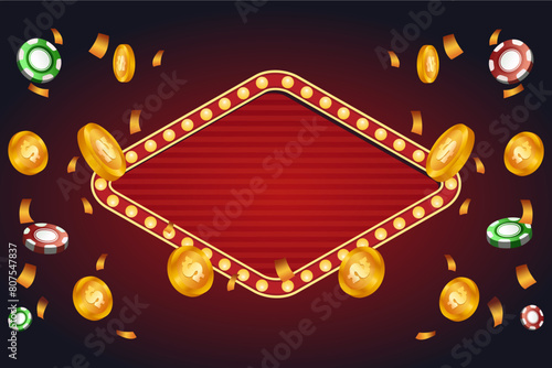 frame with chip and coin casino vector free