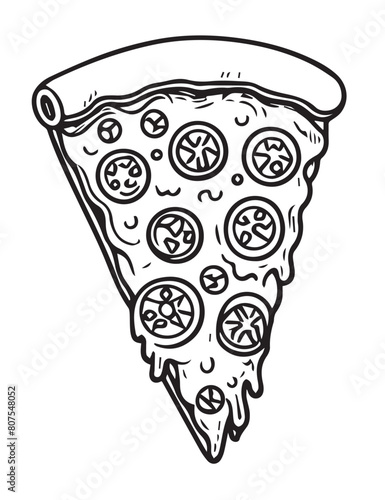 Illustration Coloring draw favorite food good piza slices black and white version good for kids