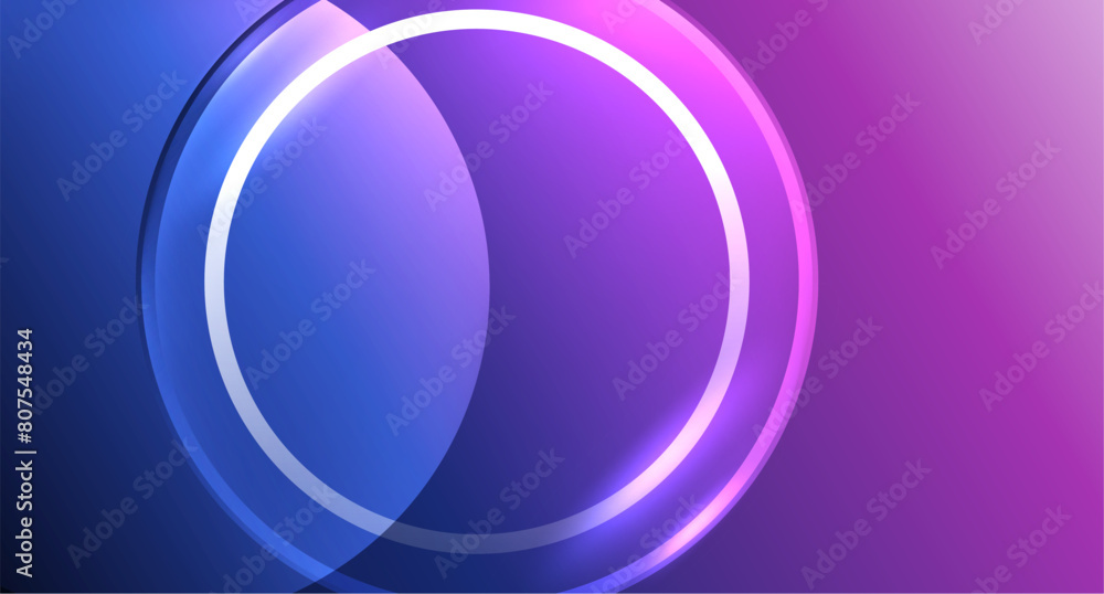 Obraz premium Neon glass circle copyspace for your text or product presentation geometric background. Vector illustration For Wallpaper, Banner, Background, Card, Book Illustration, landing page