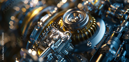  An overhead shot of a technician's gloved hands carefully inspecting the interior components of a disassembled aircraft engine. 