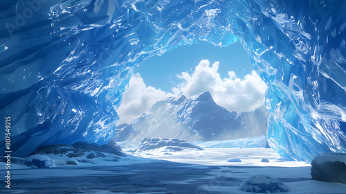 Wallpaper Mural Iceberg in antarctic ocean, antarctica, polar regions. Antarctica landscape with ice floe and mountains, blue sea or ocean. Polar horizon with snow and glacier. Torontodigital.ca