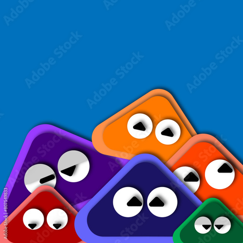 Colorful triangle shape faces for children 