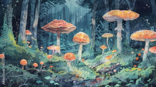 fantasy fungi mushrooms in the forest