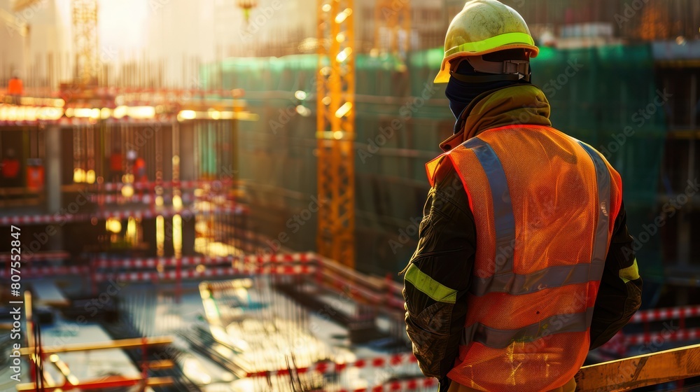Fototapeta premium construction worker focused on safety and heavy industry projects 