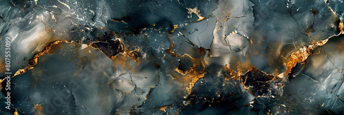 Abstract taupe  dark blue marble texture with shimmering gold veins resembling a sophisticated stone surface photo