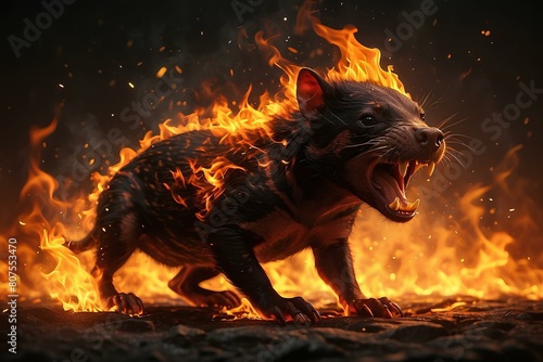  Tasmanian devil in the fire