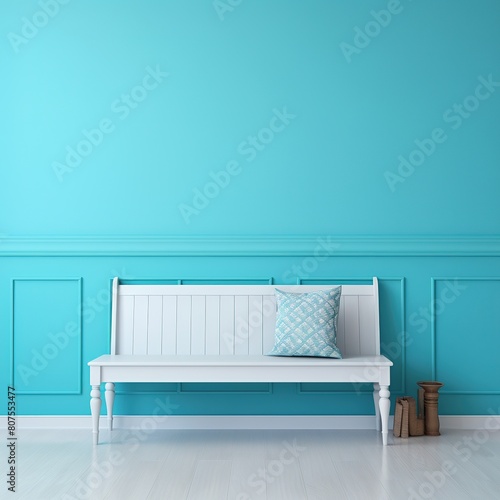 Hallway bench turquoiseblue photo
