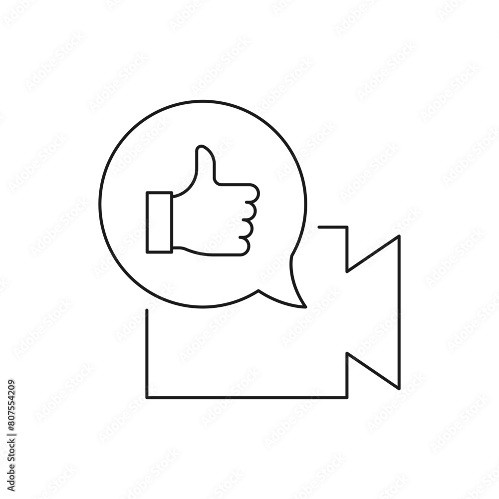Like video button icon line style isolated on white background. Vector illustration Like video button icon line style isolated on white background. Vector illustration