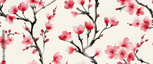 Sakura Cherry Blossom Japanese Floral Background