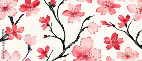 Sakura Cherry Blossom Japanese Floral Background