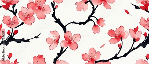 Sakura Cherry Blossom Japanese Floral Background
