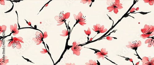 Sakura Cherry Blossom Japanese Floral Background
