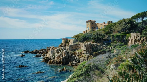 Radiant Seaside: Mediterranean Rocky Coast on a Beautiful Day