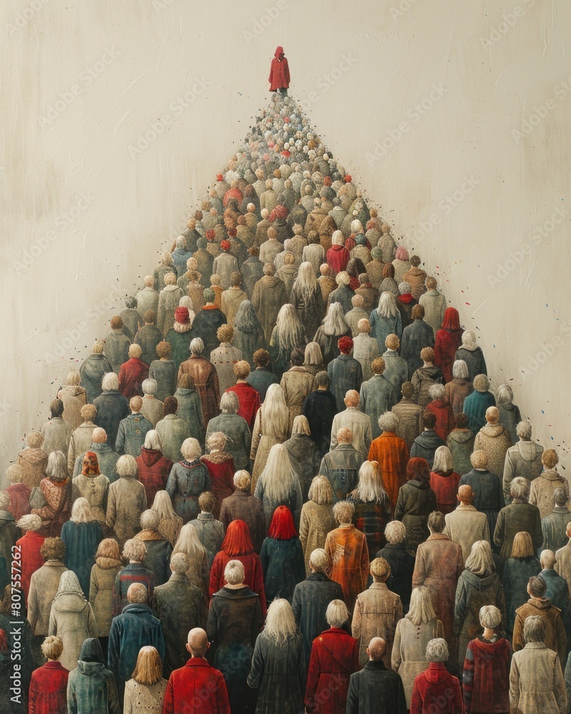 Obraz premium Crowd of People Standing in Front of Pyramid