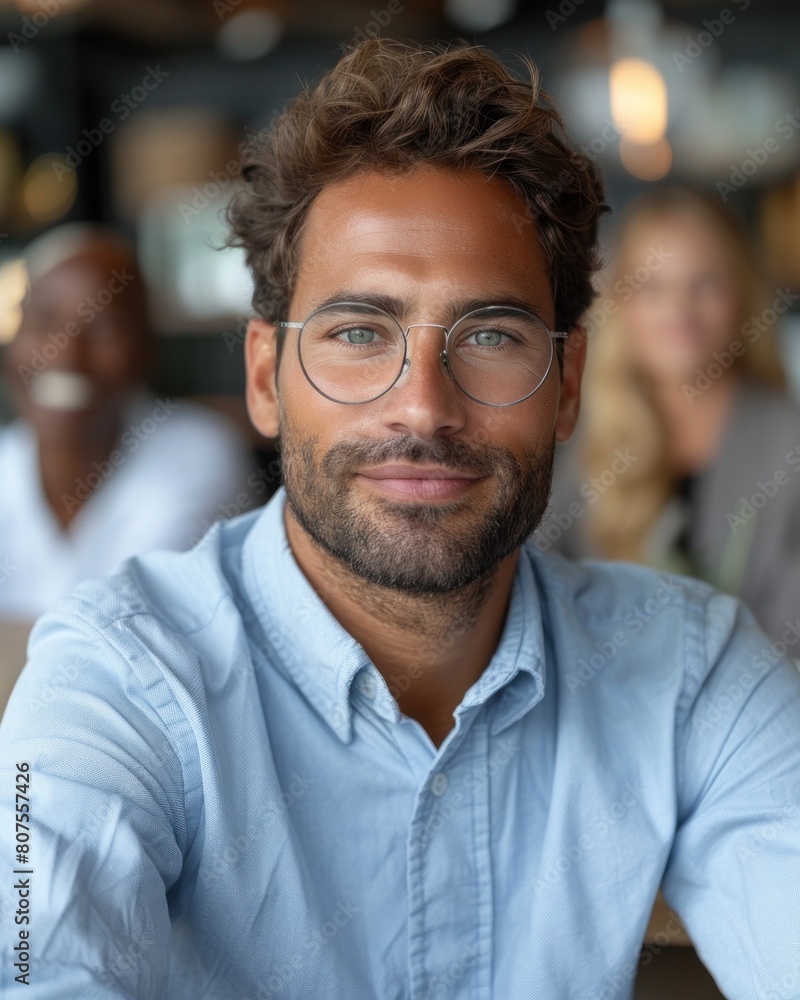 Man With Glasses Sitting at Table Man With Glasses Sitting at Table