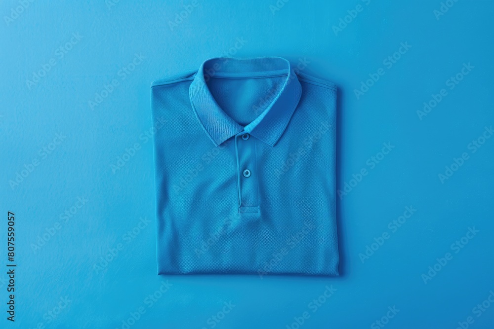 Folded Polo Shirt on Blue Background for Casual Attire Clothing - Apparel Concept Folded Polo Shirt on Blue Background for Casual Attire Clothing - Apparel Concept