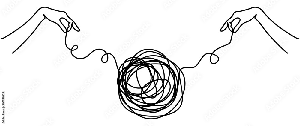 vektorov-grafika-line-drawing-of-mental-health-concept-with-hand-and