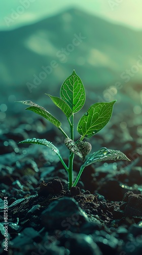 Ecofriendly financial icons in shades of green  set against a stark desert background