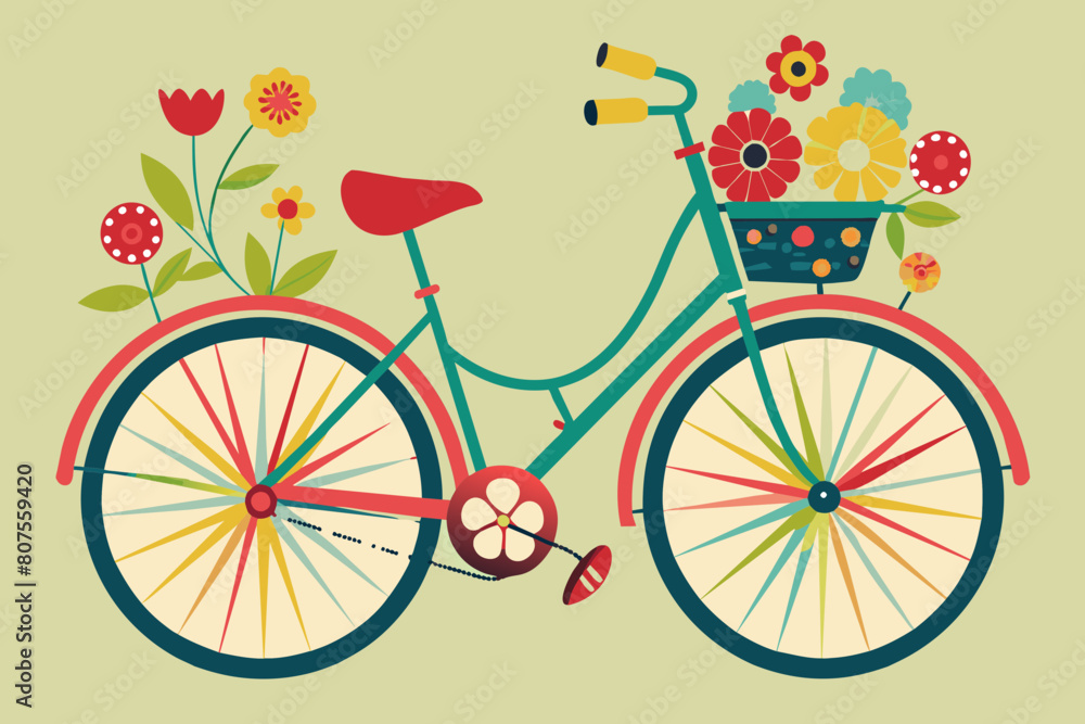 Fototapeta premium retro bicycle with flowers