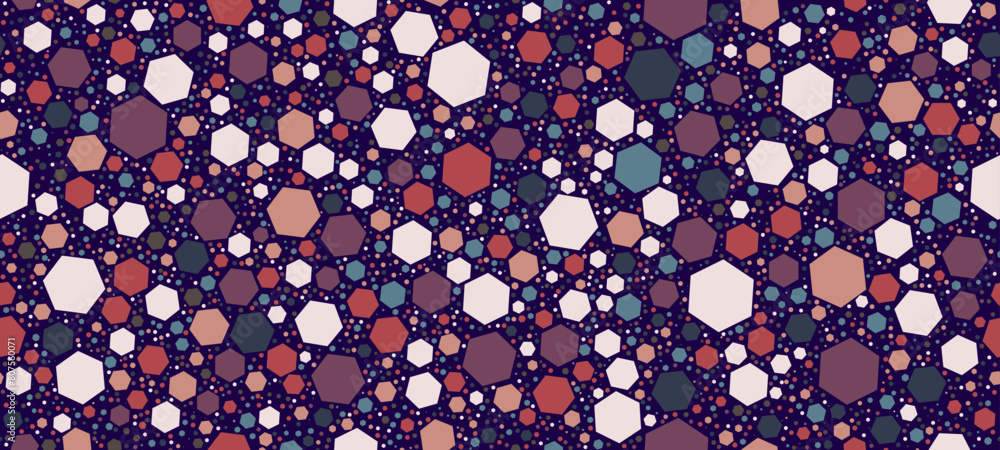Hexagon terrazzo marble mosaic tile, terazzo honeycomb or terazo stone floor, vector background AAAA. Maroon pink and blue ceramic tile pattern of hexagon shape stone pieces and color marble fragments Hexagon terrazzo marble mosaic tile, terazzo honeycomb or terazo stone floor, vector background AAAA. Maroon pink and blue ceramic tile pattern of hexagon shape stone pieces and color marble fragments