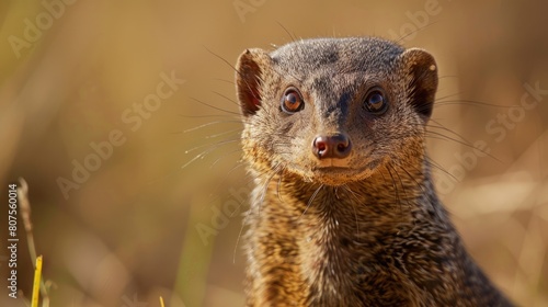 Dwarf Mongoose in African Wilderness: A Close-Up of the Cute Creature's Face in Serengeti National photo