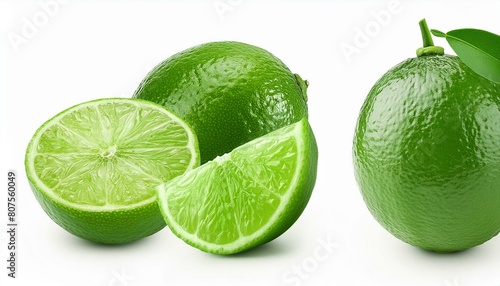 Citrus lime fruit Hyperrealistic Highly Detailed Isolated On WHITE Background