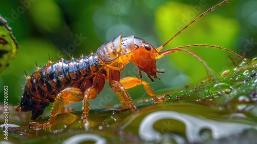 Closeup of omnivorous Auricularia eating with its Antennae and Compund Eye clearly visible